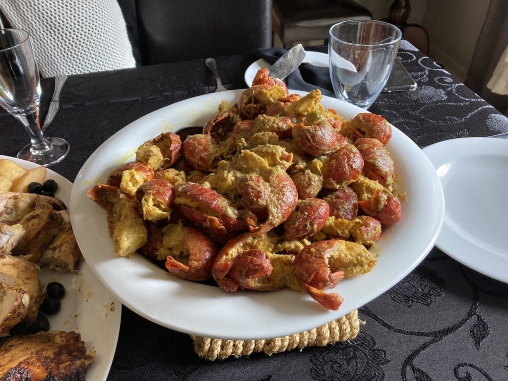 a plate of crayfish