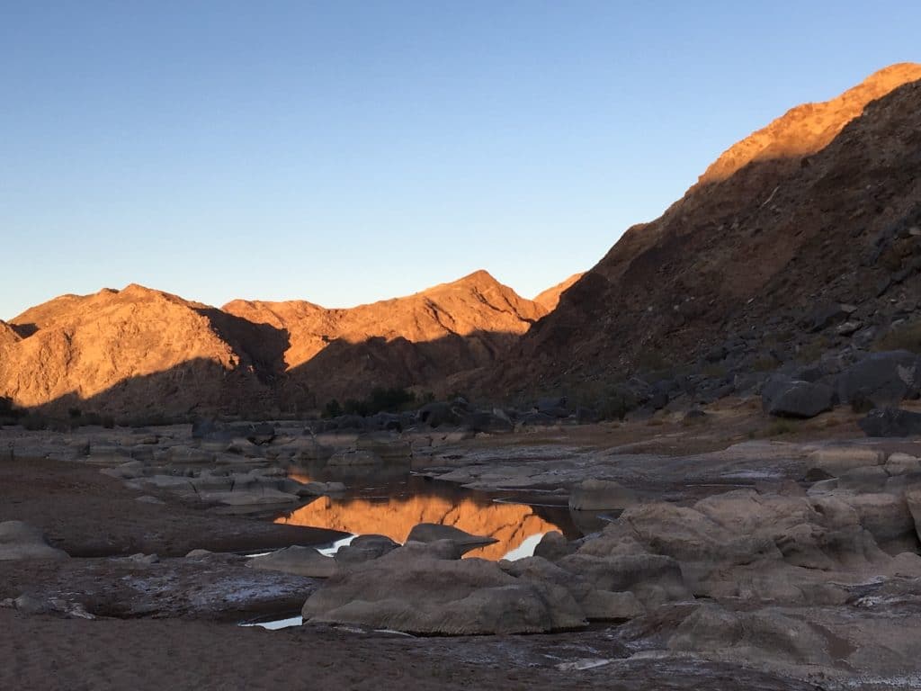 sunrise on day 4 of the fish river hike