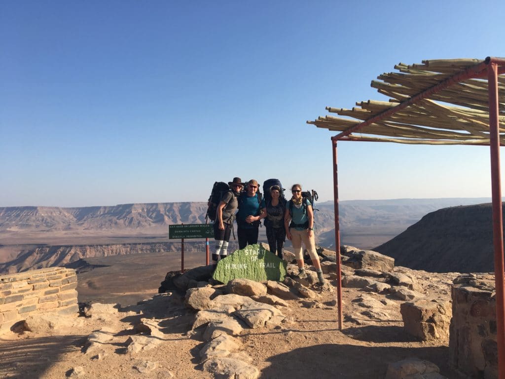 The four of us at the start of the trail - Experiencing the Fish River Canyon