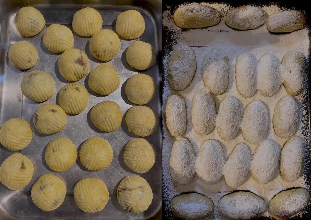 Ma'moul before and after baking