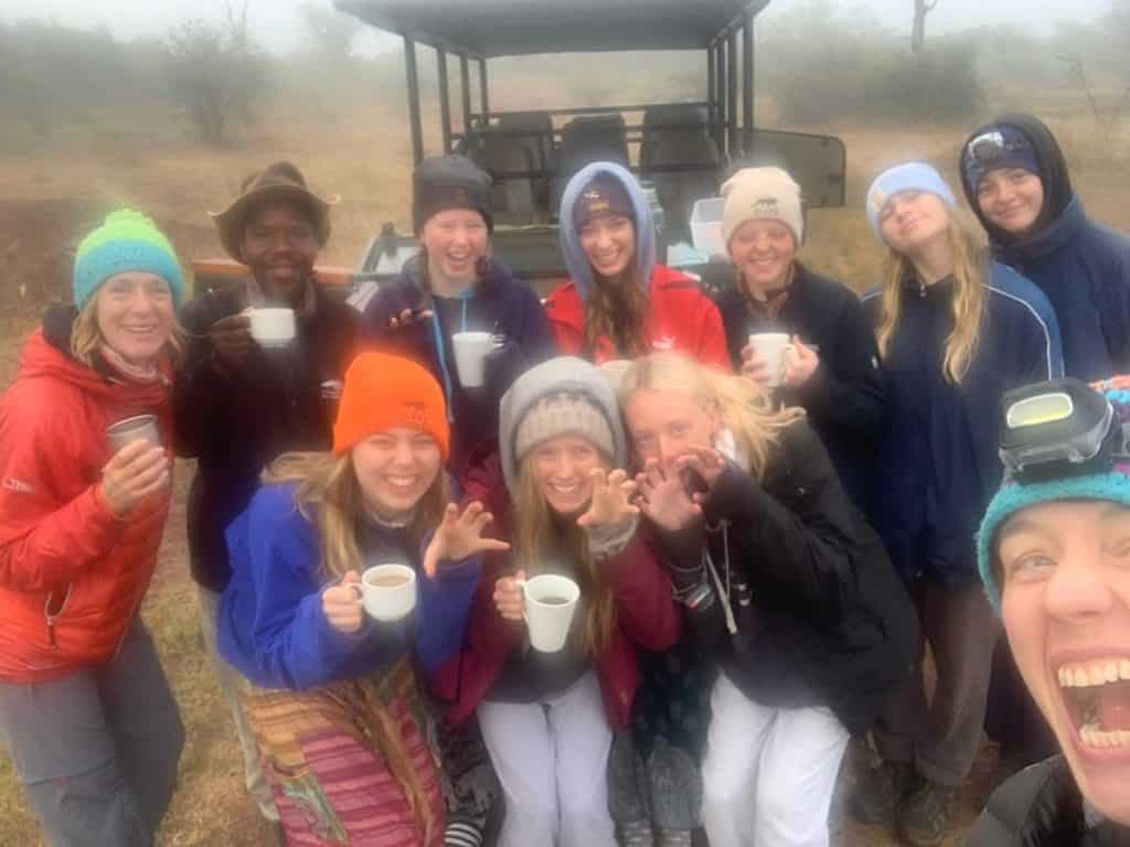 The Team drinking Namibian Coffee